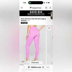 Sleek Seamless High Waisted Pink Fabletics Leggings